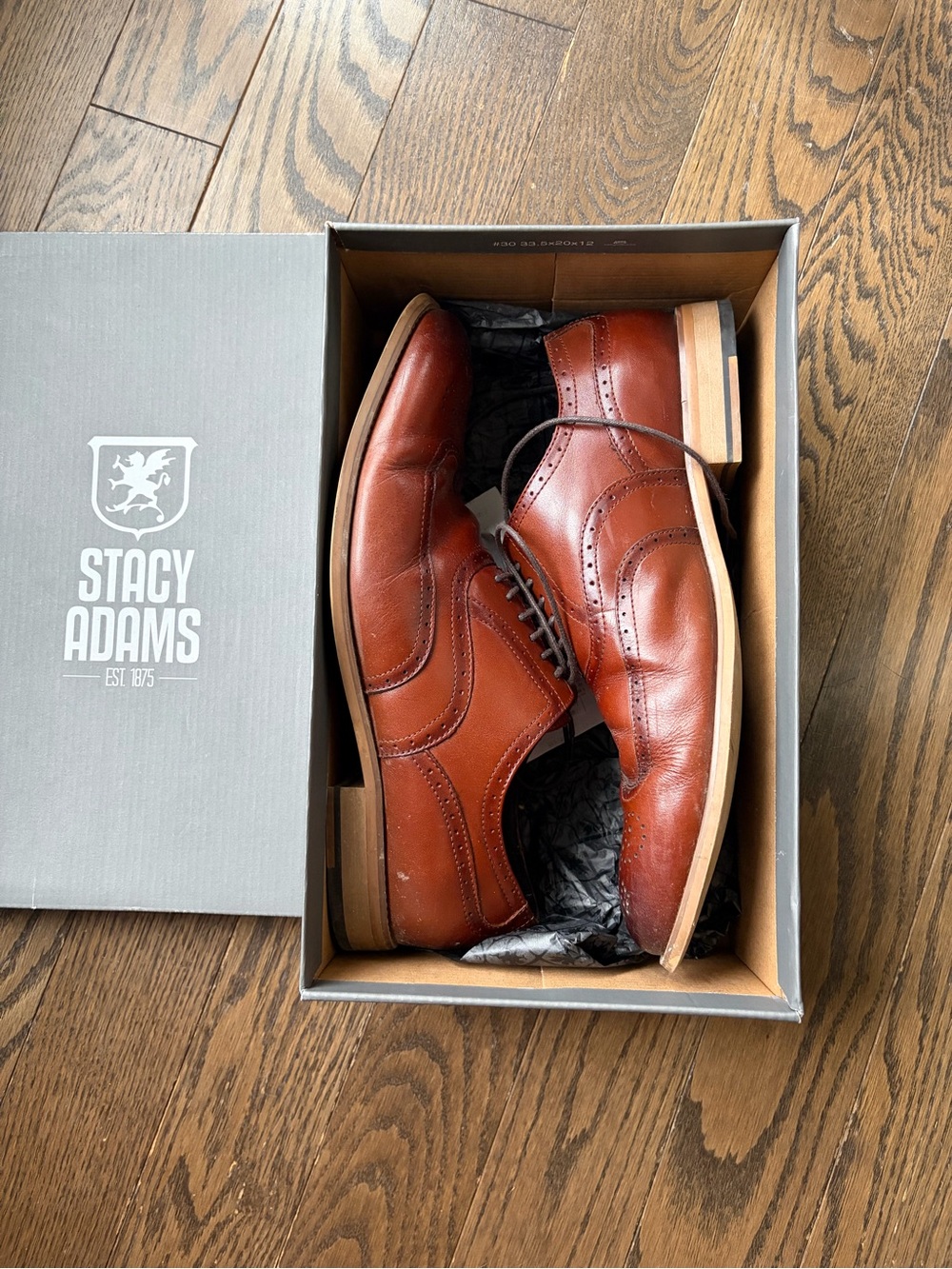 Stacy Adams Men's Cognac Leather Wingtip Derby Shoes